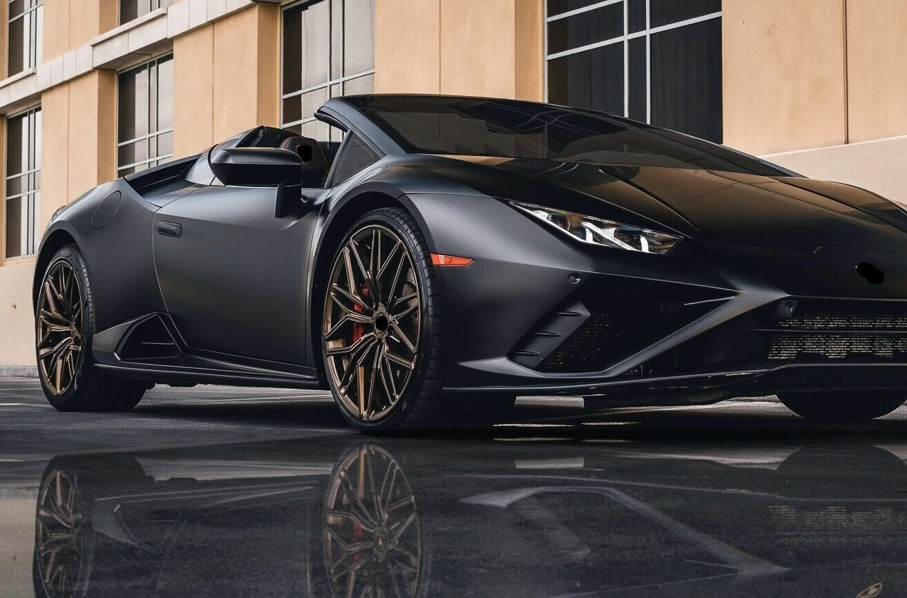 NEW SIAN WHEELS We manufacture premium quality forged wheels rims for LAMBORGHINI HURACAN in any design, size, color. Wheels size: Front 20 x 8.5 ET 37 Rear 20 x 11 ET 36 PCD: 5x112 CB: Front 57.1 Rear 66.5 Forged wheels can be produced in any wheel specs by your inquiries and we can provide our specs