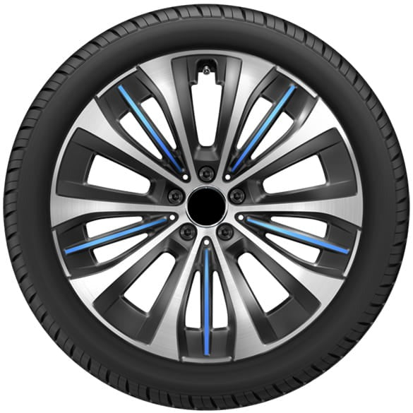 We manufacture premium quality forged wheels rims for Mercedes-benz EQE V295 2022+ in any design, size, color. Wheels size: Front 20 x 9 ET 50 Rear 20 x 10 ET 66 PCD: 5 x 112 CB: 66,6 Highlights: Genuine Mercedes-Benz Black blue Multi-spokes Forged wheels can be produced in any wheel specs by your inquiries and we can provide our specs