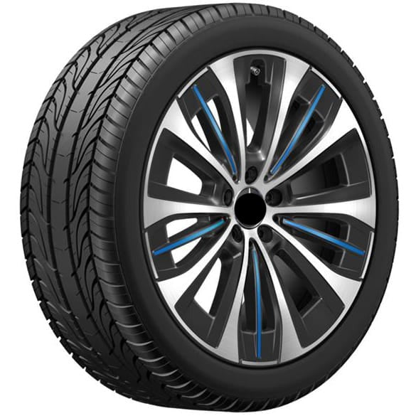 We manufacture premium quality forged wheels rims for Mercedes-benz EQE V295 2022+ in any design, size, color. Wheels size: Front 20 x 9 ET 50 Rear 20 x 10 ET 66 PCD: 5 x 112 CB: 66,6 Highlights: Genuine Mercedes-Benz Black blue Multi-spokes Forged wheels can be produced in any wheel specs by your inquiries and we can provide our specs