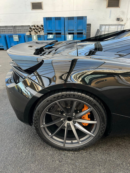 OEM 720S WHEELS We produced premium quality forged wheels rims for  MCLAREN 720S  Our wheels sizes:   Front 19 x 9 ET 37  Rear 20 x 11 ET 20  Finishing: Gray Matt  Forged wheels can be produced in any wheel specs by your inquiries and we can provide our specs