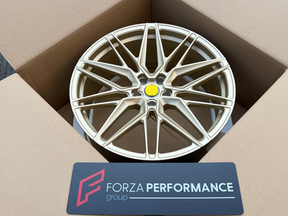 We produced premium quality forged wheels rims for  BMW 7 SERIES G12  Our wheels sizes:   Front 21 x 9 ET 25  Rear 21 x 10.5 ET 35  Finishing: Frozen Gold  Forged wheels can be produced in any wheel specs by your inquiries and we can provide our specs