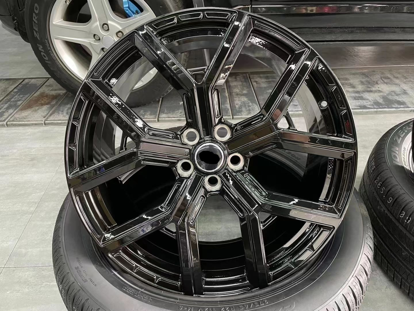 We produced premium quality forged wheels rims for  LAND ROVER DEFENDER L663  Our wheels sizes:   Front 22 x 9 ET 44.5  Rear 22 x 9 ET 44.5  Finishing: Glossy Black  Forged wheels can be produced in any wheel specs by your inquiries and we can provide our specs